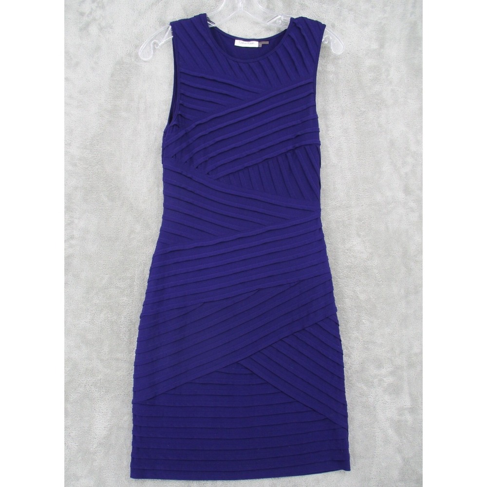 Calvin Klein Dress Womens Size 4 Bodycon Stretch Textured Knit Career Fitted Zip